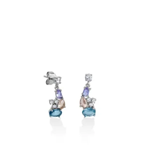 Pendientes De Piedras De Colores | LINEARGENT Pendientes de piedras de colores diseño compacto con circonitas