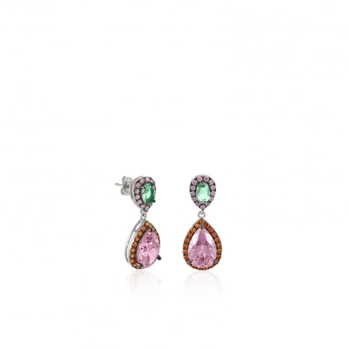 Pendientes De Piedras De Colores | LINEARGENT Pendientes de piedras de colores diseño de doble lágrima