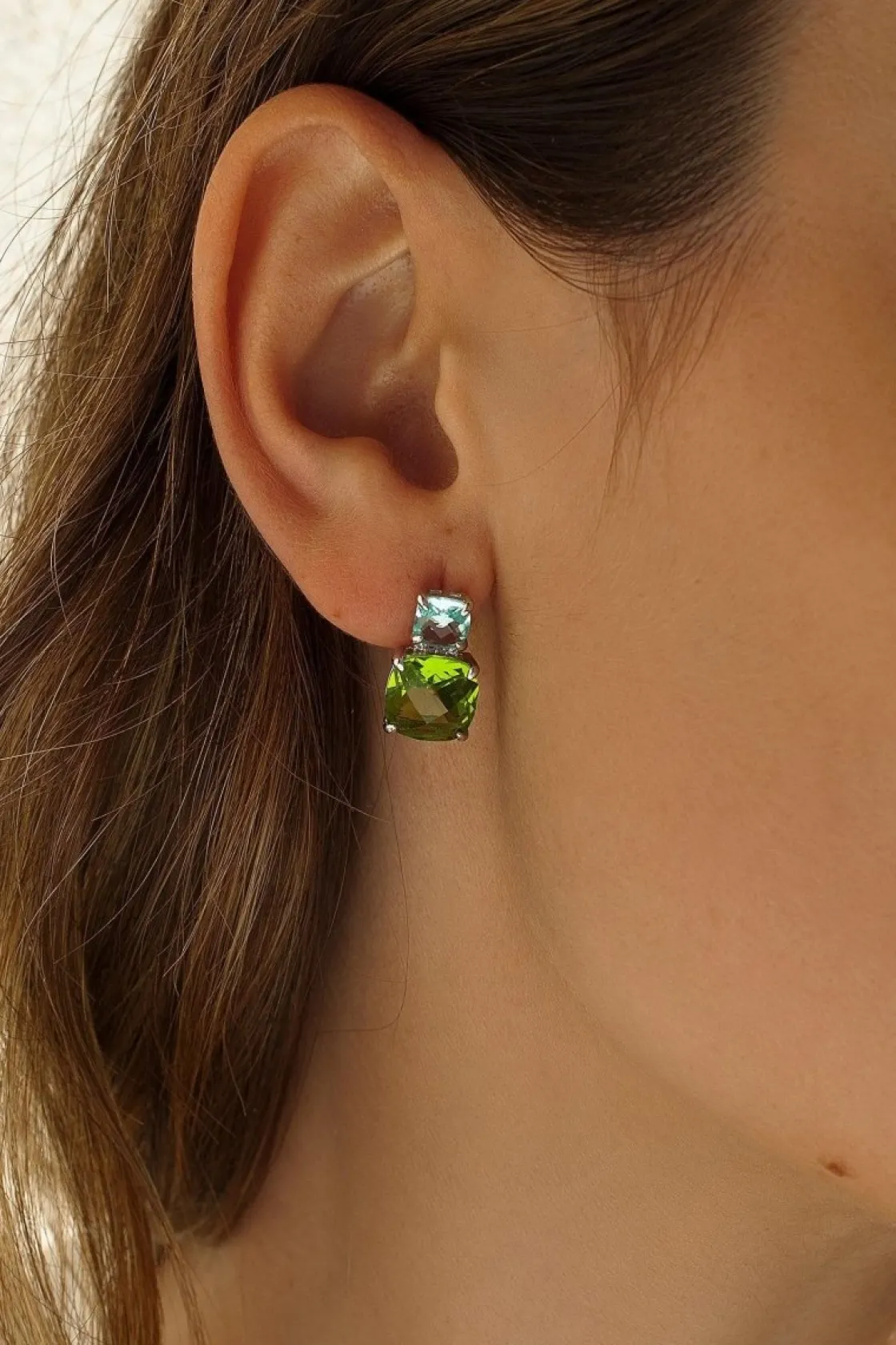 Pendientes De Piedra Natural | Pendientes De Piedras De Colores | LINEARGENT Pendientes de piedras de colores diseño de gemas bicolores