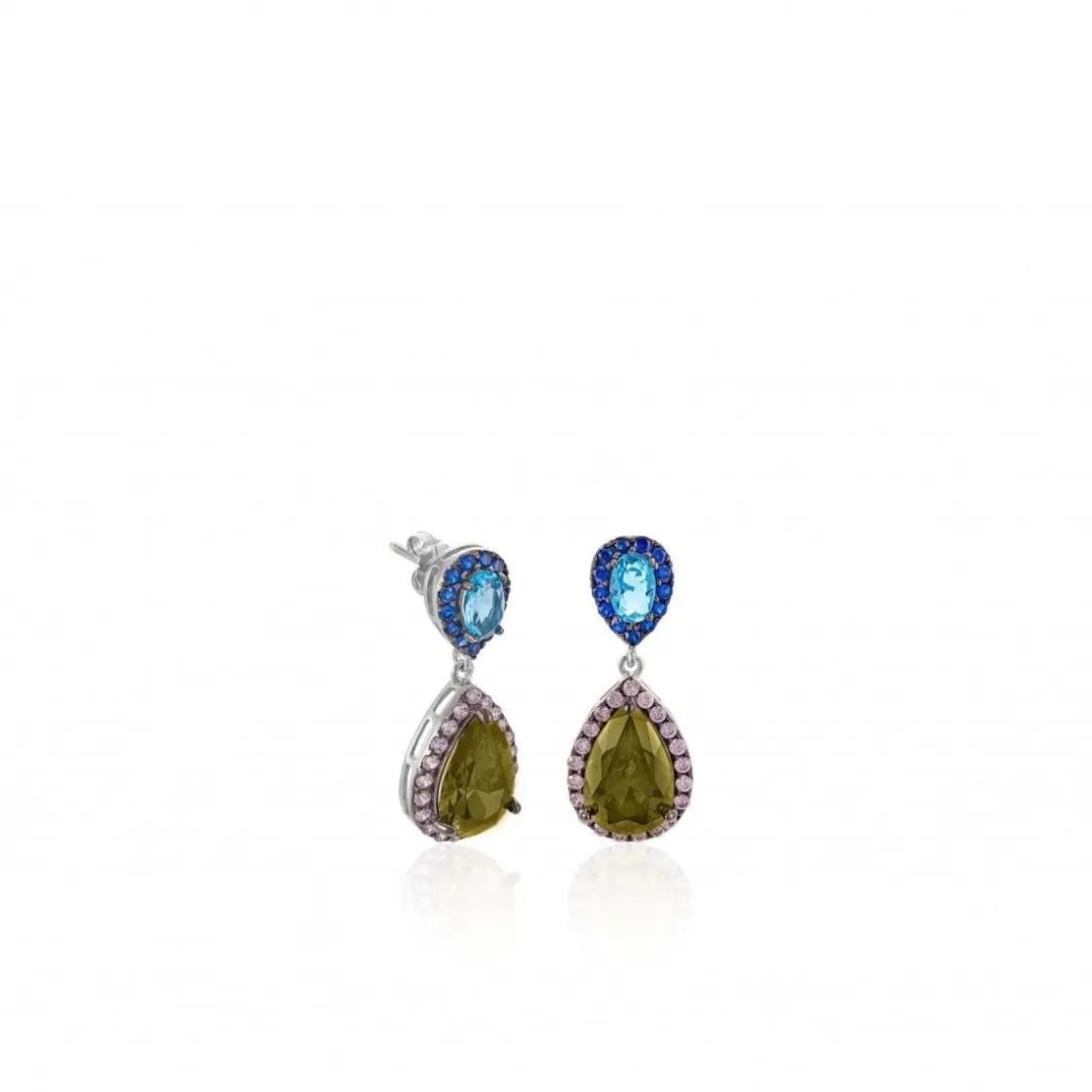 Pendientes De Piedras De Colores | LINEARGENT Pendientes de piedras de colores diseño de lágrima