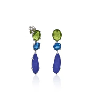Pendientes Largos | Pendientes De Piedras De Colores | LINEARGENT Pendientes de piedras de colores diseño final con piedra mate