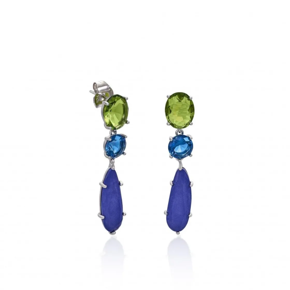 Pendientes Largos | Pendientes De Piedras De Colores | LINEARGENT Pendientes de piedras de colores diseño final con piedra mate