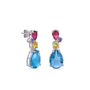 Pendientes De Piedras De Colores | LINEARGENT Pendientes de piedras de colores diseño gemas con circonitas