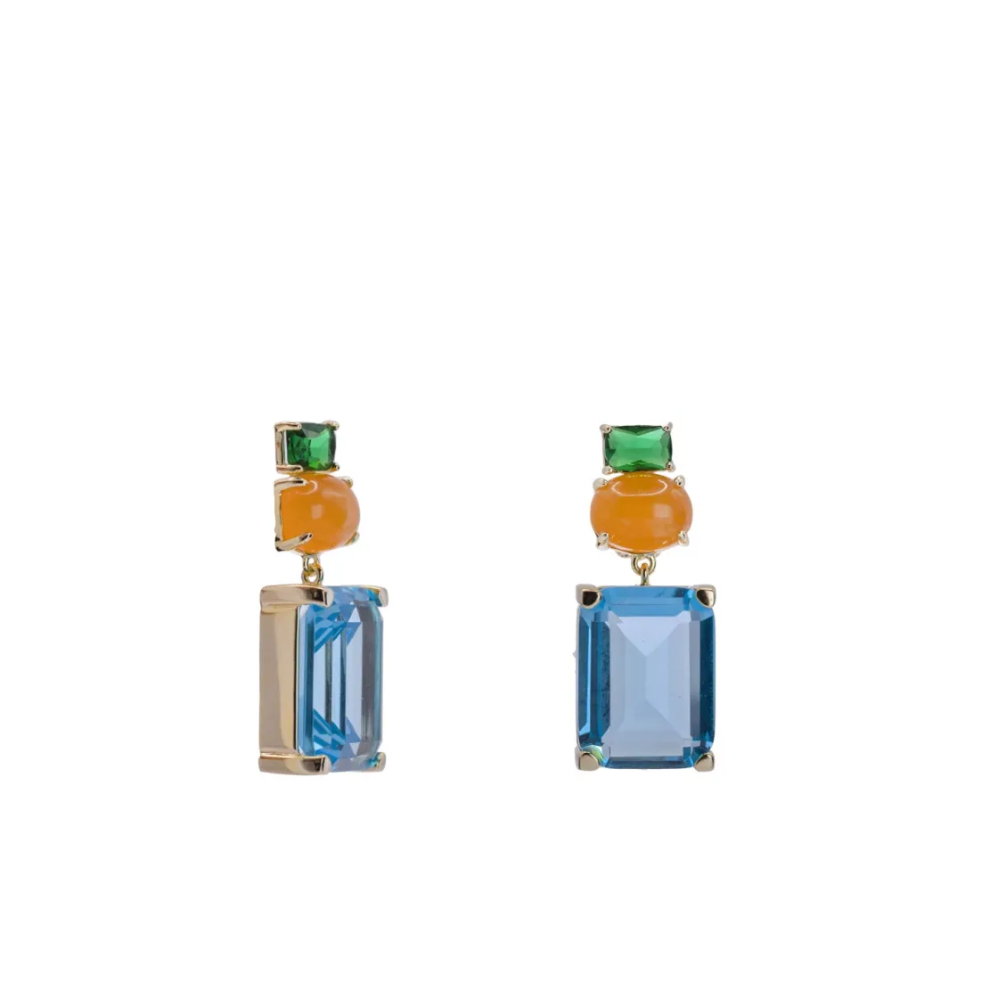 Pendientes Largos | Pendientes De Piedras De Colores | LINEARGENT Pendientes de piedras de colores diseño geométrico