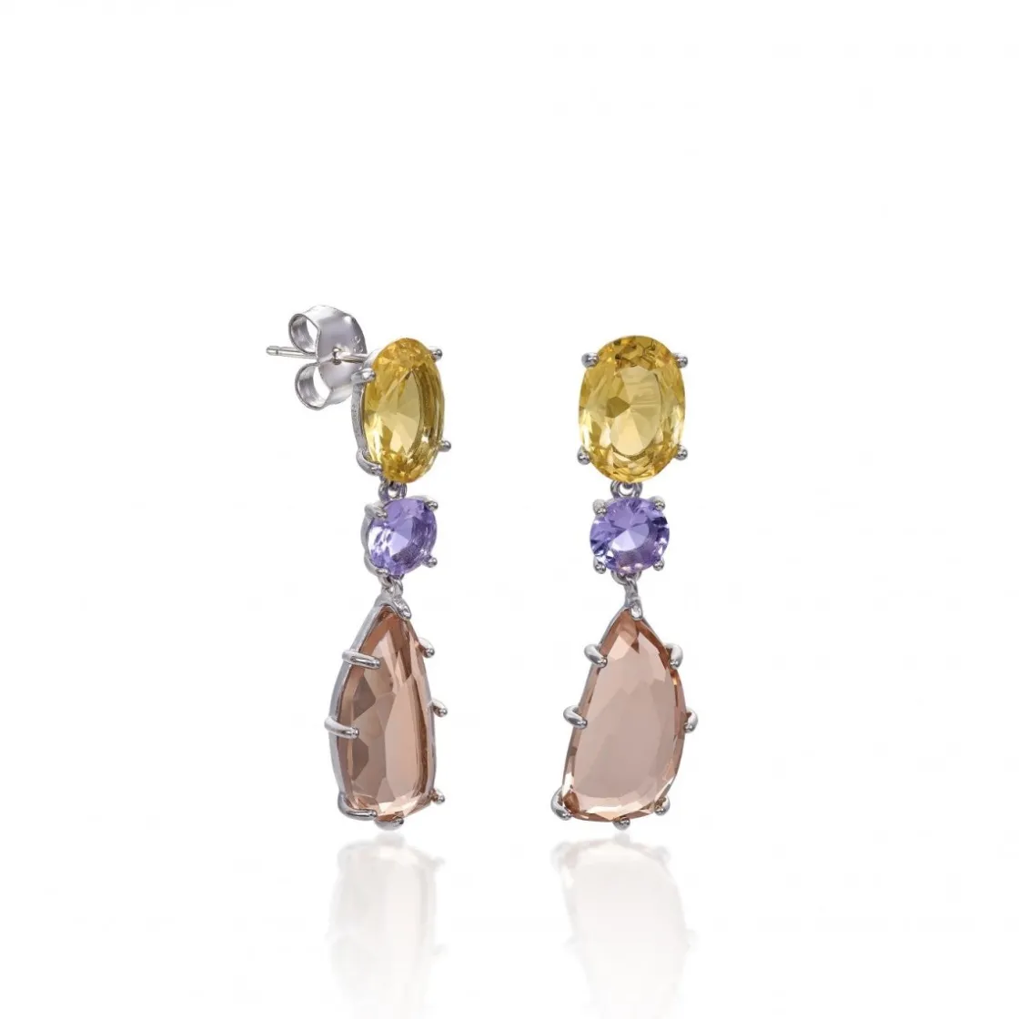 Pendientes Largos | Pendientes De Piedras De Colores | LINEARGENT Pendientes de piedras de colores diseño irregular