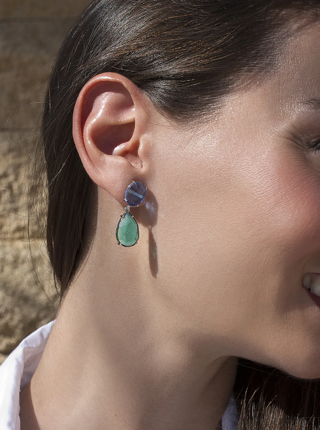 Pendientes De Piedras De Colores | LINEARGENT Pendientes de piedras de colores diseño lágrima tono aguamarina