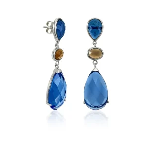Pendientes Largos | Pendientes De Piedras De Colores | LINEARGENT Pendientes de piedras de colores diseño lágrima tono azurita
