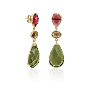 Pendientes Largos | Pendientes De Piedras De Colores | LINEARGENT Pendientes de piedras de colores diseño lágrima tonos cálidos