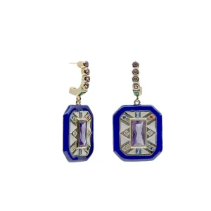 Pendientes De Piedras De Colores | Pendientes Con Colgantes | LINEARGENT Pendientes de piedras de colores diseño octogonal