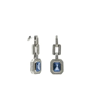 Pendientes De Piedras De Colores | LINEARGENT Pendientes de piedras de colores diseño octogonal tono calcedonia