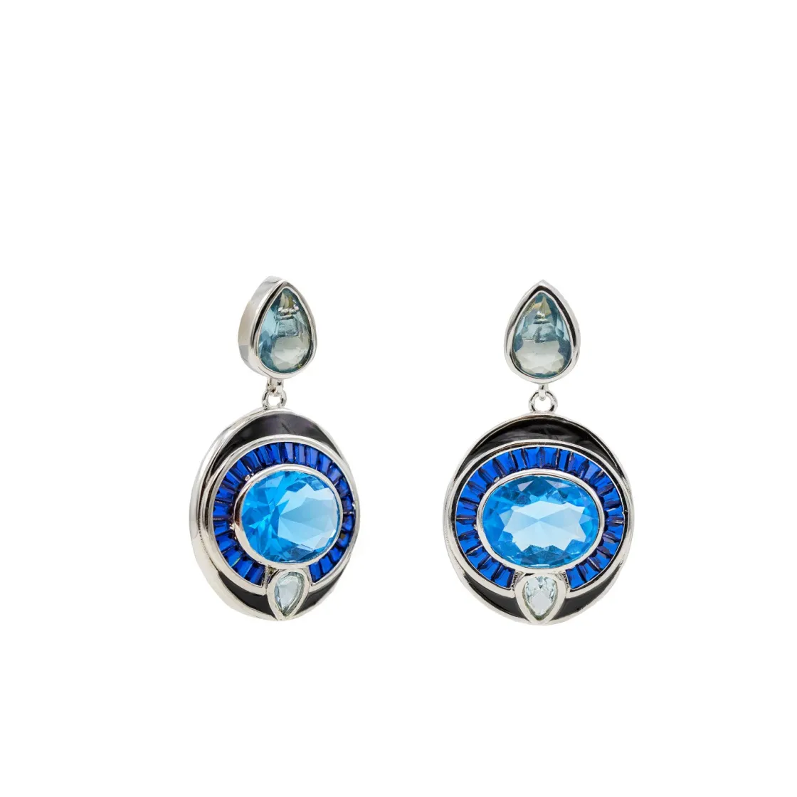 Pendientes De Piedras De Colores | LINEARGENT Pendientes de piedras de colores diseño ojo tonos azules