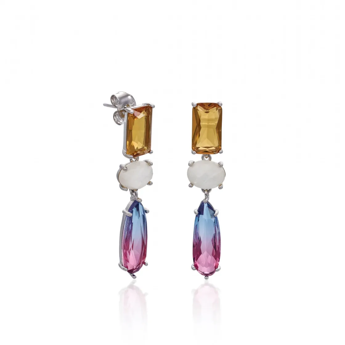 Pendientes Largos | Pendientes De Piedra Natural | LINEARGENT Pendientes de piedras de colores diseño tonos degradados