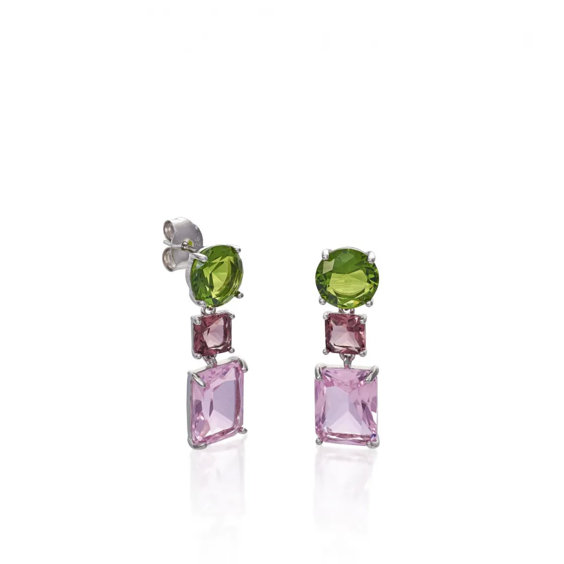 Pendientes Largos | Pendientes De Piedra Natural | LINEARGENT Pendientes de piedras de colores diseño transparente