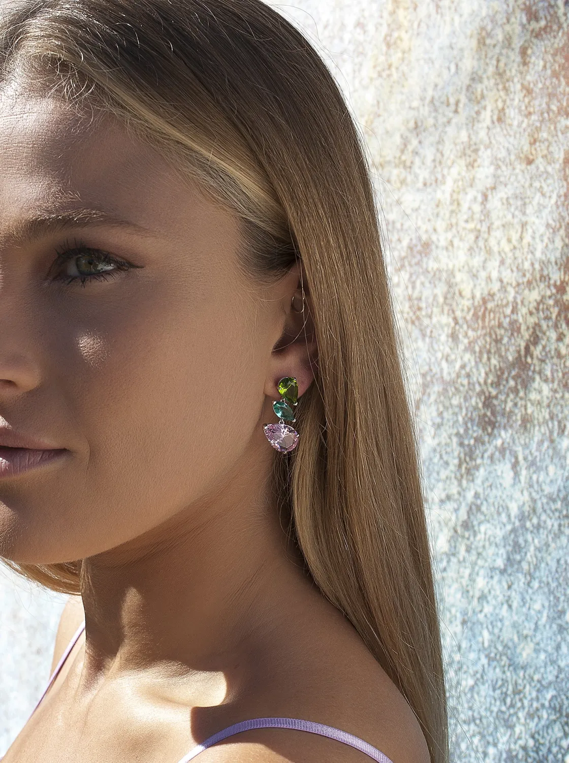 Pendientes De Piedras De Colores | LINEARGENT Pendientes de piedras de colores diseño tres gemas talla pera