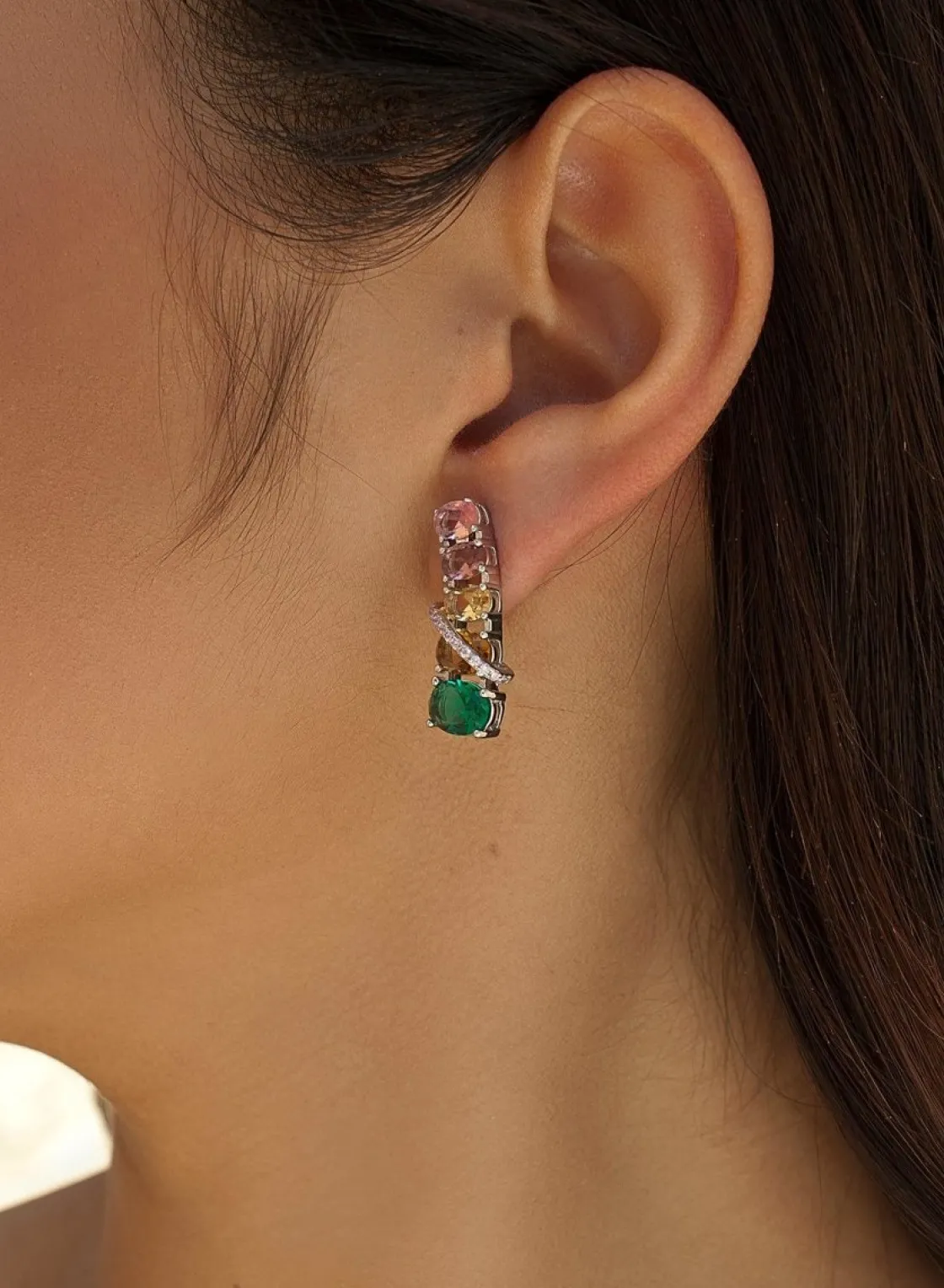 Pendientes De Piedras De Colores | LINEARGENT Pendientes de piedras de colores diseño vertical