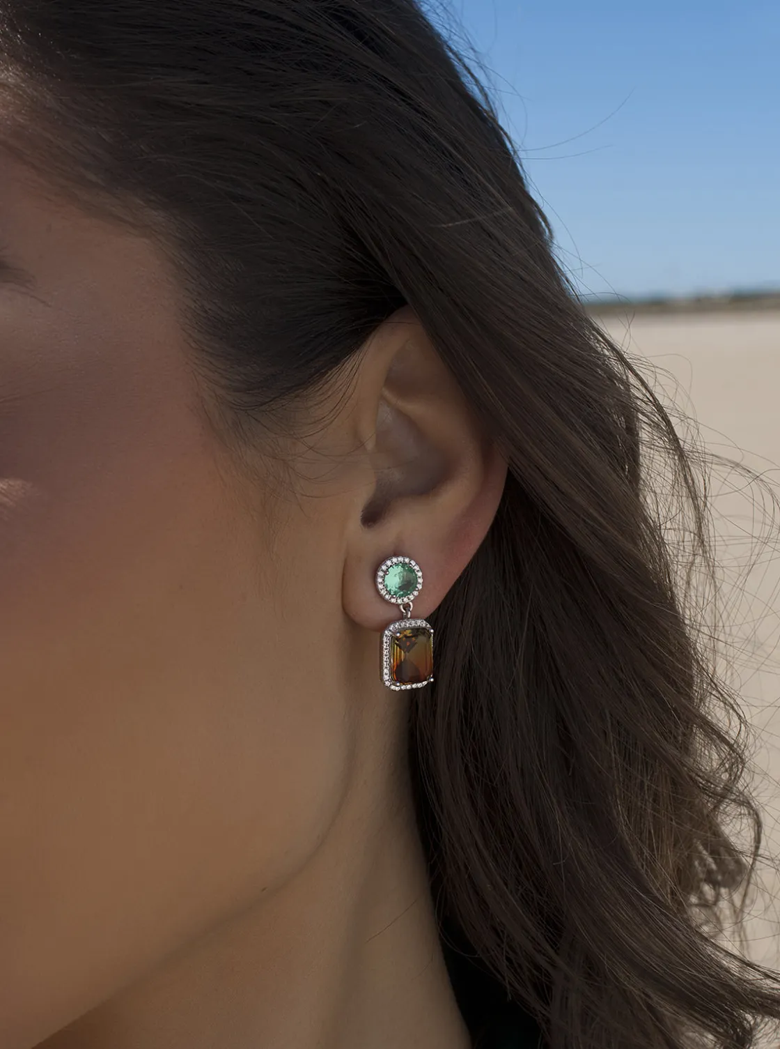 Pendientes De Piedras De Colores | LINEARGENT Pendientes de piedras de colores en aventurina y naranja