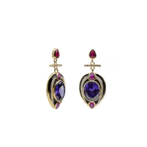 Pendientes De Piedras De Colores | LINEARGENT Pendientes de piedras de colores en tono amatista
