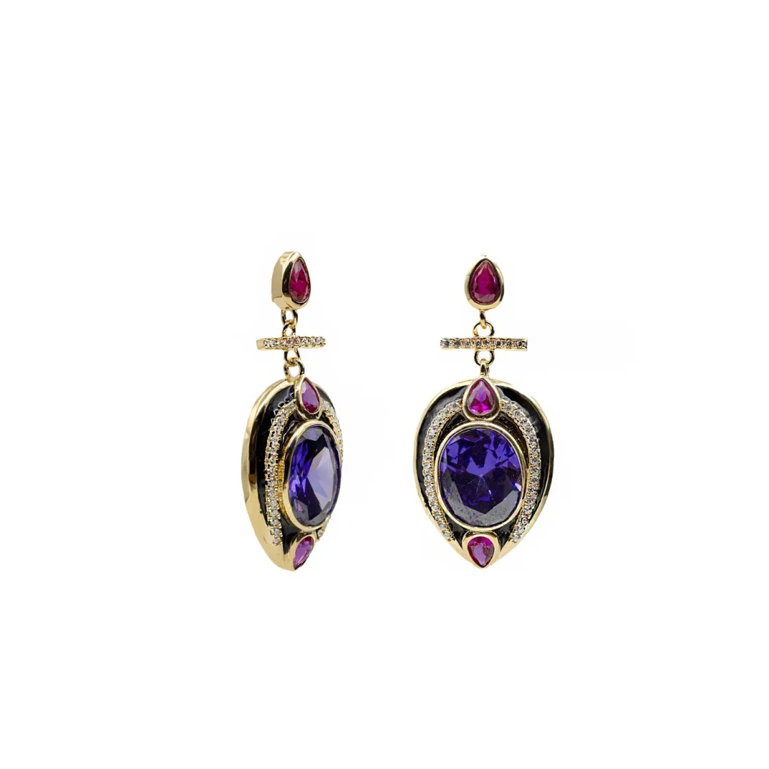 Pendientes De Piedras De Colores | LINEARGENT Pendientes de piedras de colores en tono amatista