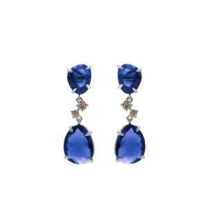 Pendientes De Piedra Natural | Pendientes De Piedras De Colores | LINEARGENT Pendientes de piedras de colores en tono cobalto y circonitas