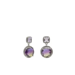 Pendientes De Piedras De Colores | LINEARGENT Pendientes de piedras de colores en tonos amatista y amarillo