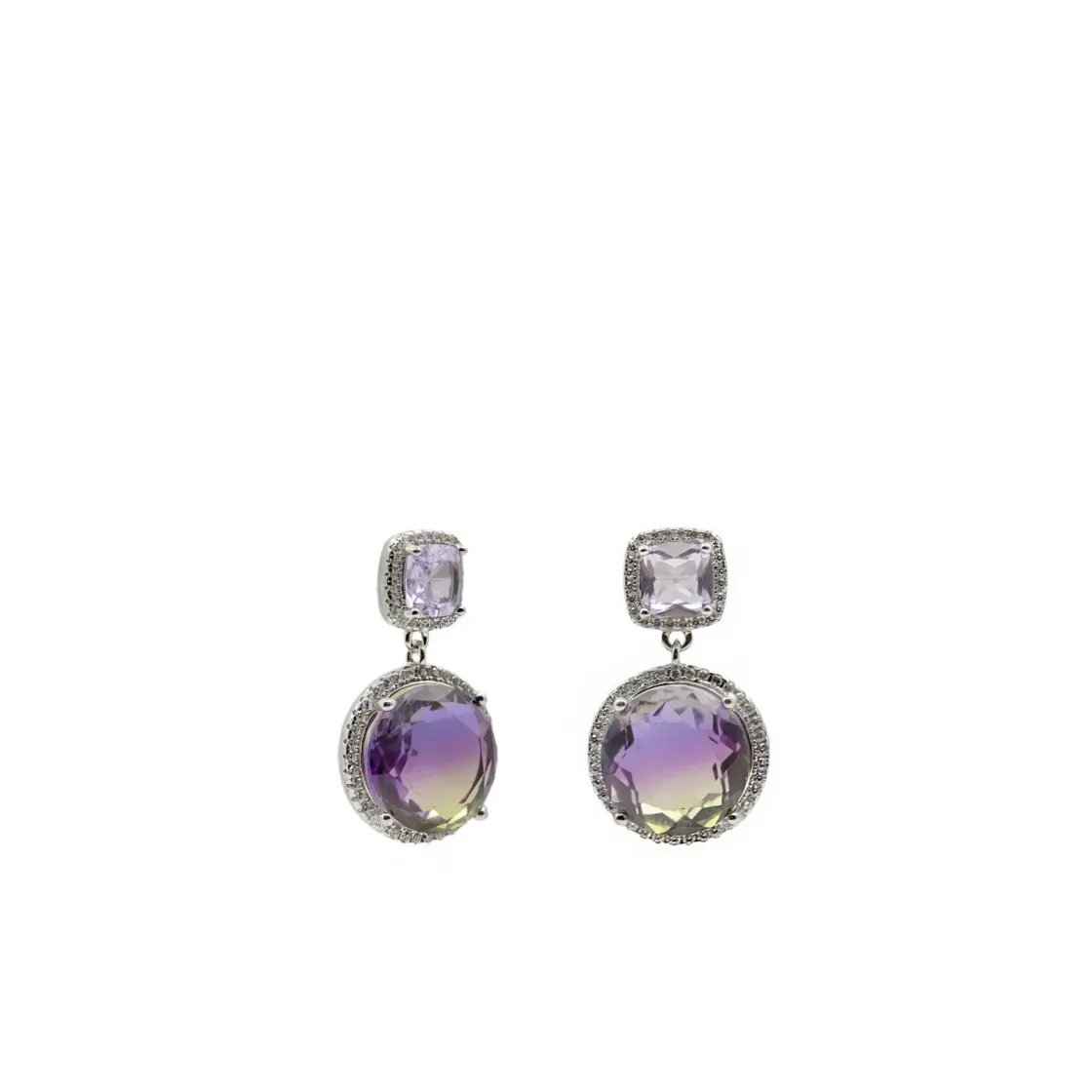 Pendientes De Piedras De Colores | LINEARGENT Pendientes de piedras de colores en tonos amatista y amarillo