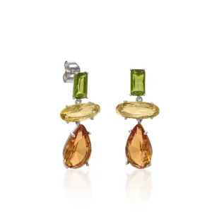 Pendientes Largos | Pendientes De Piedras De Colores | LINEARGENT Pendientes de piedras de colores en tonos cálidos