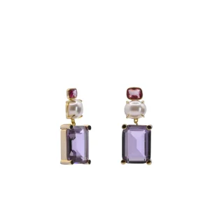 Pendientes Largos | Pendientes De Piedras De Colores | LINEARGENT Pendientes de piedras de colores en tonos morados