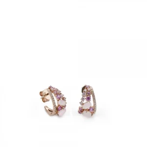 Pendientes De Piedras De Colores | Pendientes Cierre Omega | LINEARGENT Pendientes de piedras de colores en tonos rosados y circonitas
