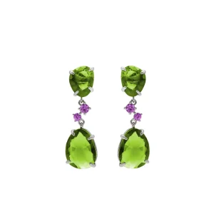 Pendientes De Piedras De Colores | LINEARGENT Pendientes de piedras de colores en tonos verdes y circonitas