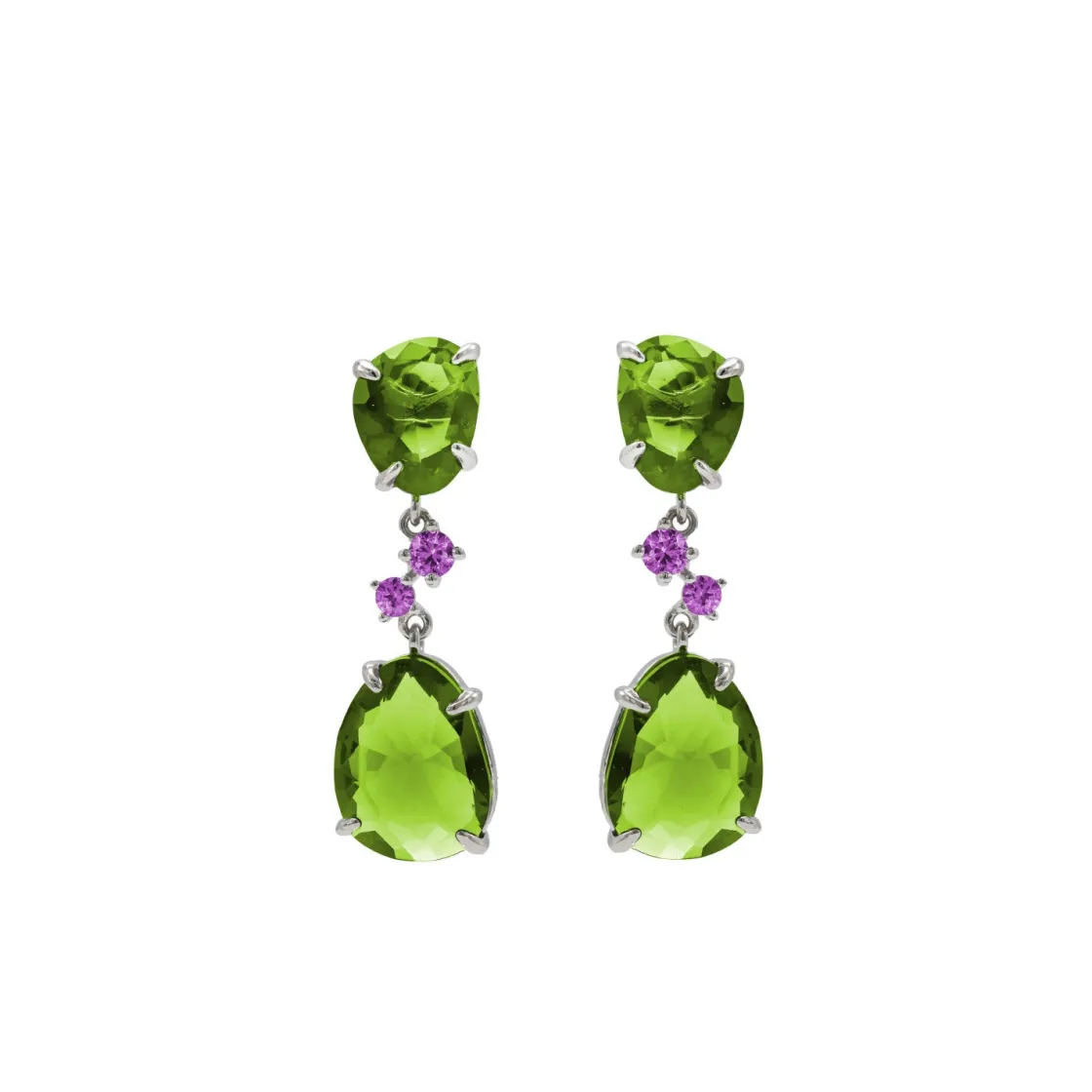 Pendientes De Piedras De Colores | LINEARGENT Pendientes de piedras de colores en tonos verdes y circonitas