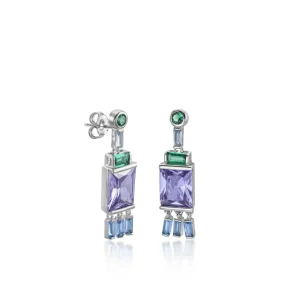 Pendientes De Piedras De Colores | LINEARGENT Pendientes de piedras de colores largos tono lavanda