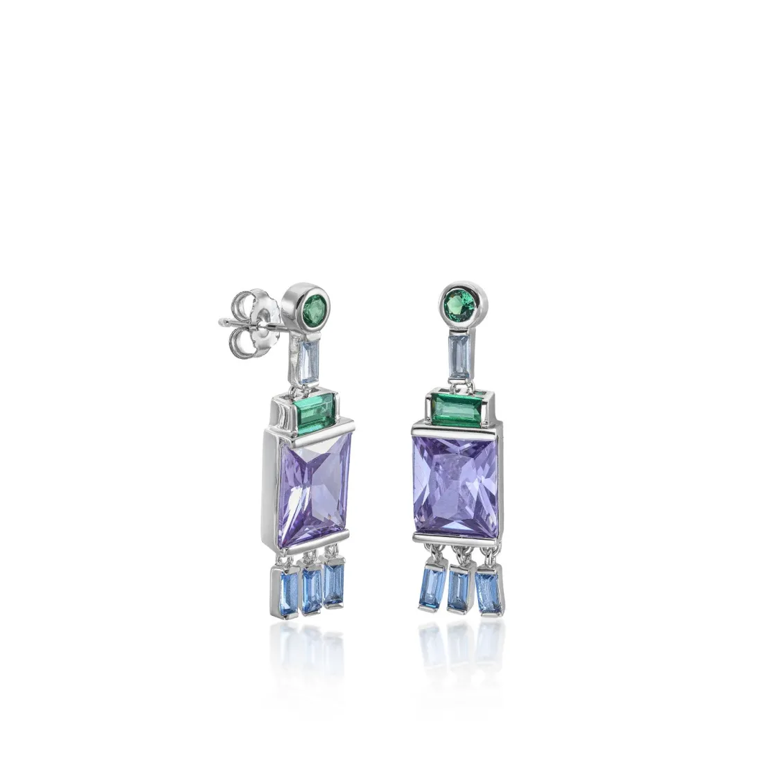 Pendientes De Piedras De Colores | LINEARGENT Pendientes de piedras de colores largos tono lavanda