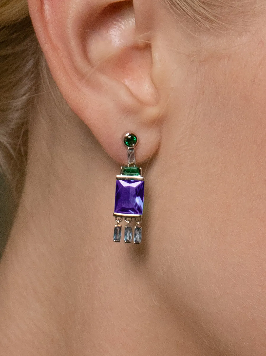 Pendientes De Piedras De Colores | LINEARGENT Pendientes de piedras de colores largos tono lavanda