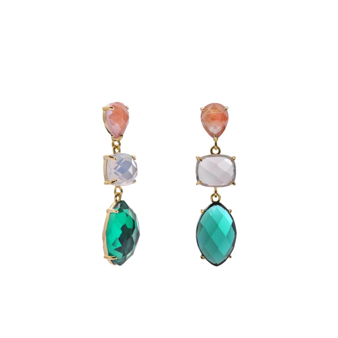 Pendientes Largos | Pendientes De Piedra Natural | LINEARGENT Pendientes de piedras de colores largos tono turquesa