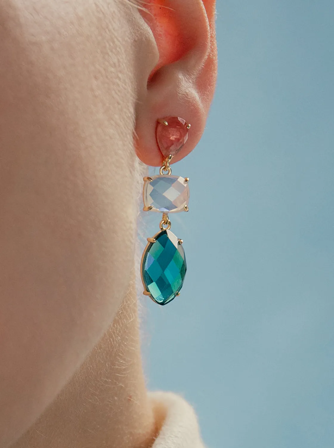Pendientes Largos | Pendientes De Piedra Natural | LINEARGENT Pendientes de piedras de colores largos tono turquesa