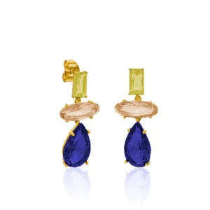 Pendientes Largos | Pendientes De Piedras De Colores | LINEARGENT Pendientes de piedras de colores lágrima azurita