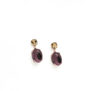 Pendientes De Piedras De Colores | LINEARGENT Pendientes de piedras de colores moradas diseño cabouchón