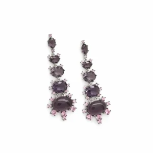 Pendientes De Piedras De Colores | LINEARGENT Pendientes de piedras de colores morados diseño creciente