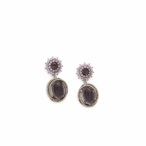 Pendientes De Piedras De Colores | LINEARGENT Pendientes de piedras de colores morados diseño floral