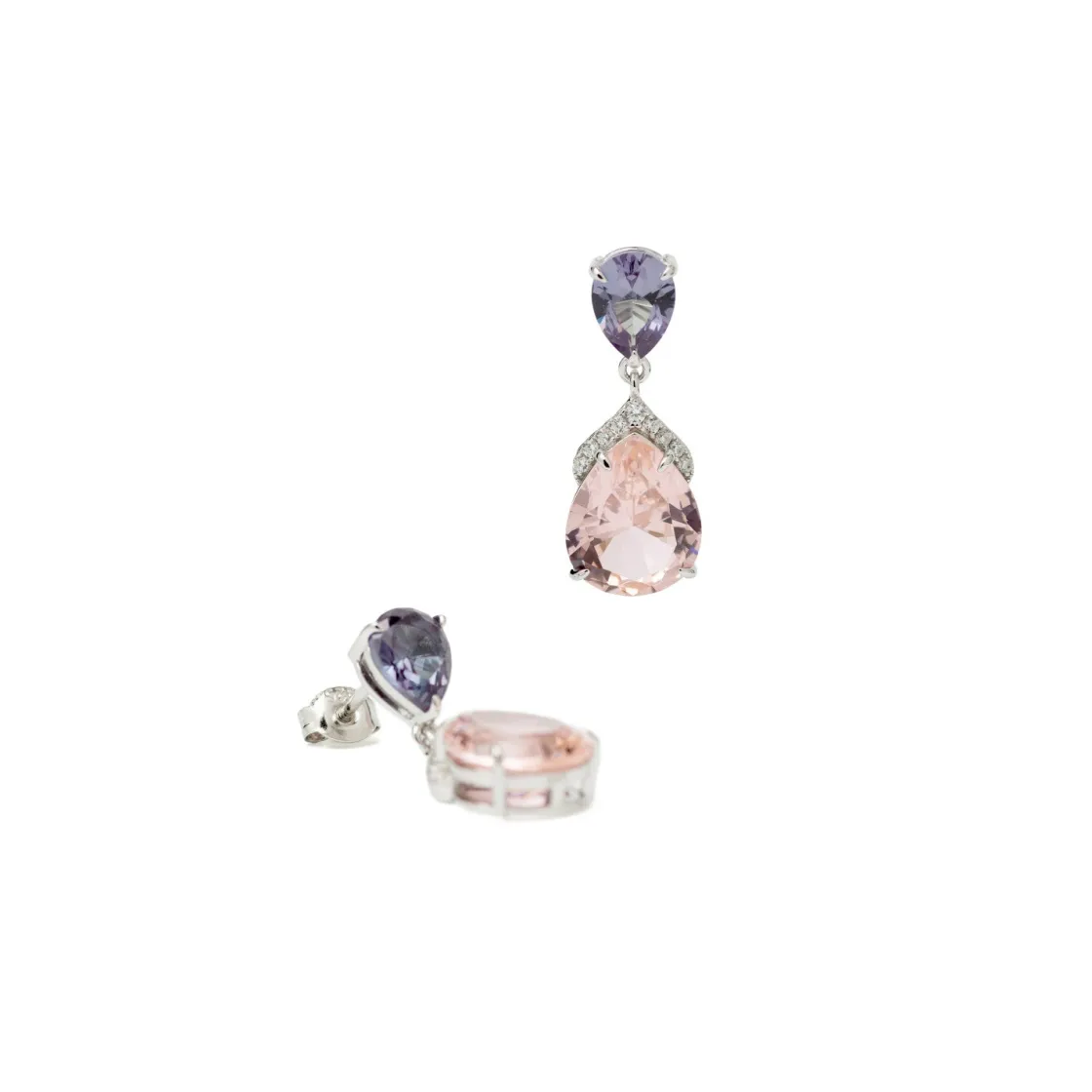 Pendientes De Piedras De Colores | LINEARGENT Pendientes de piedras de colores rosa talla pera