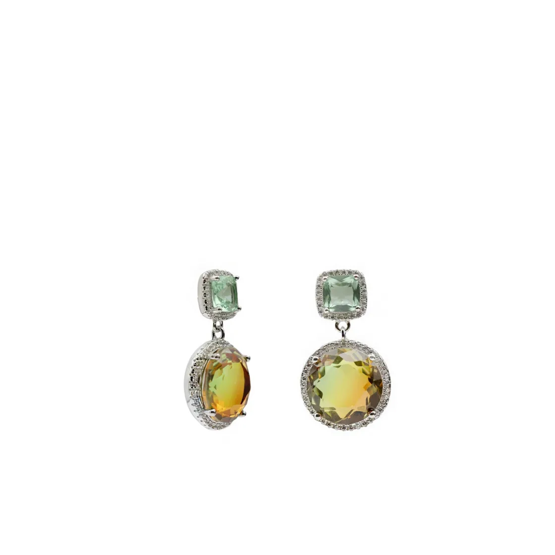Pendientes De Piedra Natural | Pendientes De Piedras De Colores | LINEARGENT Pendientes de piedras de colores tonos verde y naranja