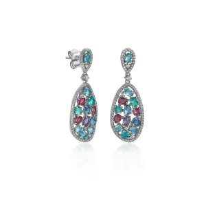 Pendientes De Piedras De Colores | LINEARGENT Pendientes de piedras de colores tonos verdes estilo curvilíneo
