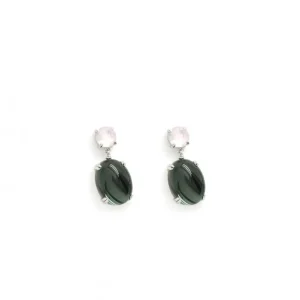 Pendientes De Piedras De Colores | LINEARGENT Pendientes de piedras de colores verdes diseño cabouchón
