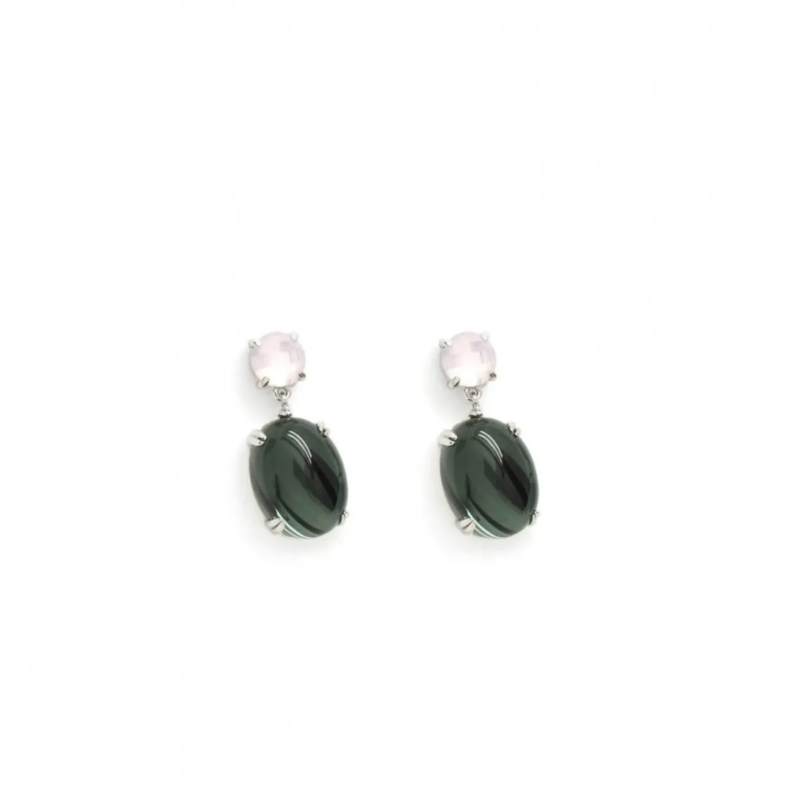 Pendientes De Piedras De Colores | LINEARGENT Pendientes de piedras de colores verdes diseño cabouchón