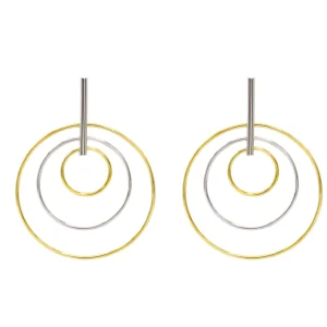 Pendientes Bicolor | LINEARGENT Pendientes de plata bicolor compuestos por círculos de varios tamaños