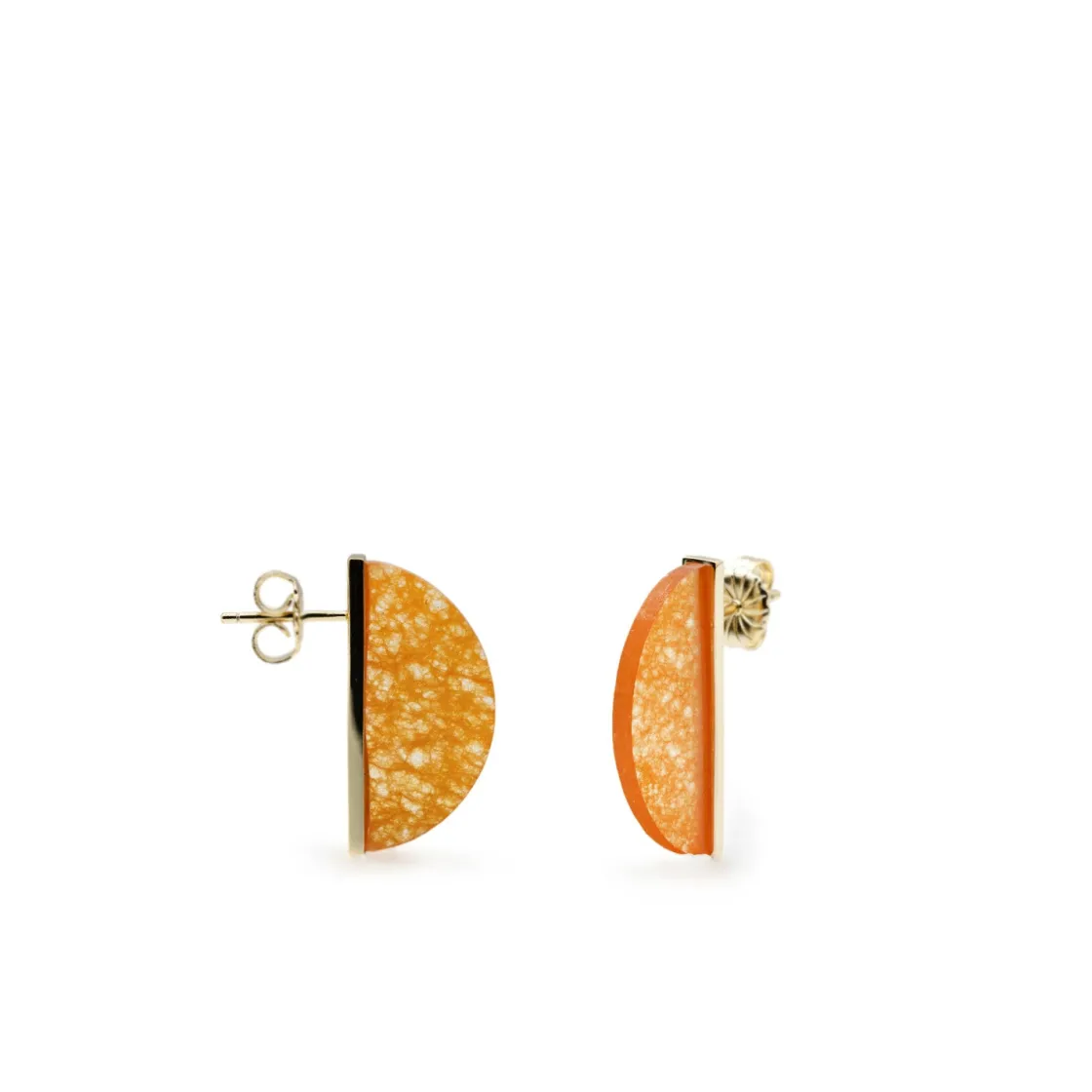 Pendientes Originales | Pendientes De Piedra Natural | LINEARGENT Pendientes en piedra tono naranja en forma de medio circulo