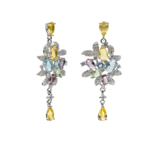 Pendientes De Piedra Natural | Pendientes De Piedras De Colores | LINEARGENT Pendientes gemas de colores barroco en motivos florales