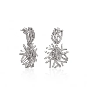 Pendientes Largos | LINEARGENT Pendientes largos brillantes diseño motivo irregular y circonitas