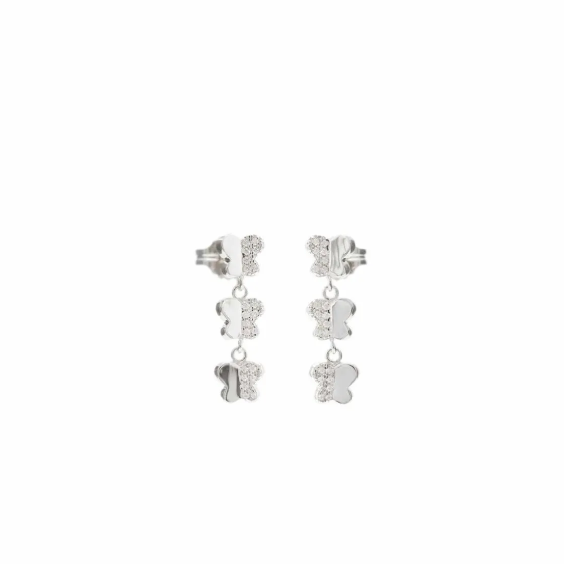 Pendientes Largos | LINEARGENT Pendientes largos brillantes novia de plata motivo de mariposas y circonitas