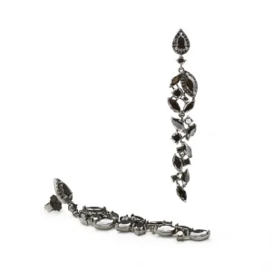 Pendientes Largos | LINEARGENT Pendientes largos brillantes novia plata rutenio diseño floral
